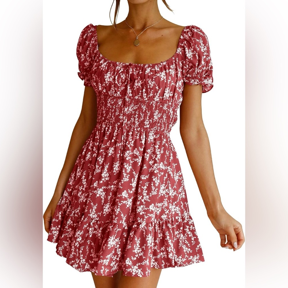 Amazon Red Floral Mini Dress